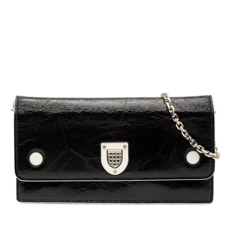 ディオール ディオラマ チェーンウォレット ショルダーバッグ ブラック ホワイト レザー レディース Dior 【中古】