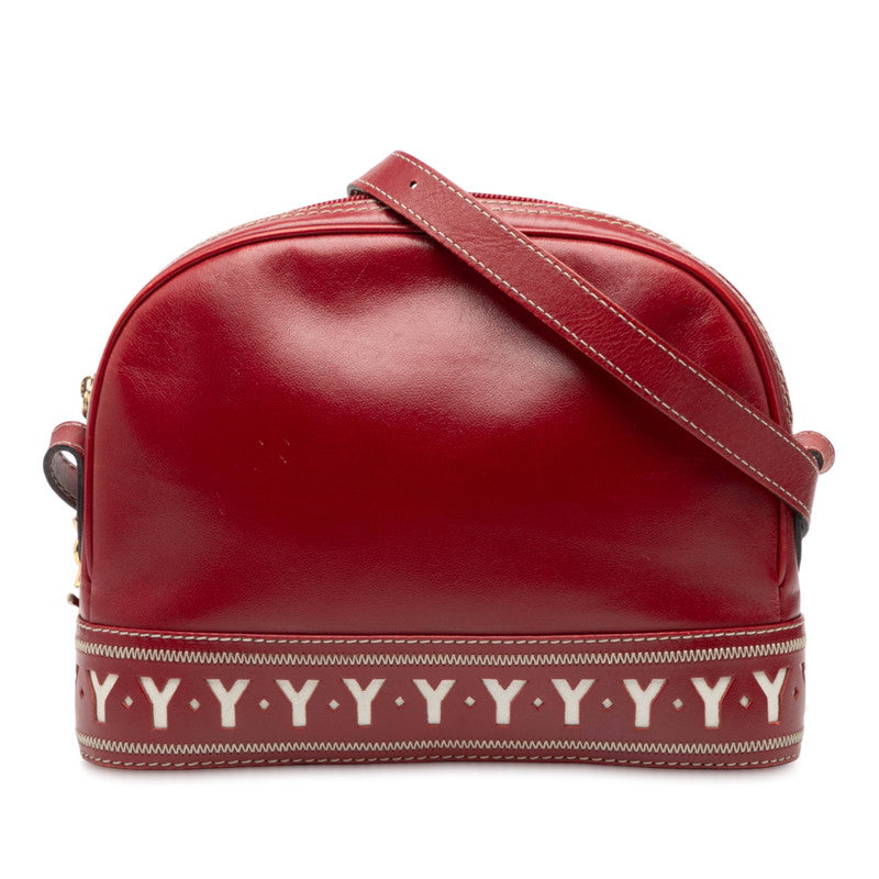 サンローラン ヴィンテージ Yカット ショルダーバッグ レッド レザー レディース SAINT LAURENT 【中古】