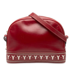 サンローラン ヴィンテージ Yカット ショルダーバッグ レッド レザー レディース SAINT LAURENT 【中古】