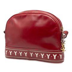 サンローラン ヴィンテージ Yカット ショルダーバッグ レッド レザー レディース SAINT LAURENT 【中古】