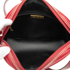 サンローラン ヴィンテージ Yカット ショルダーバッグ レッド レザー レディース SAINT LAURENT 【中古】
