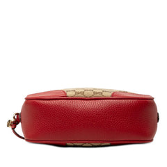 グッチ GGキャンバス 斜め掛け ショルダーバッグ 449413 ベージュ レッド キャンバス レザー レディース GUCCI 【中古】