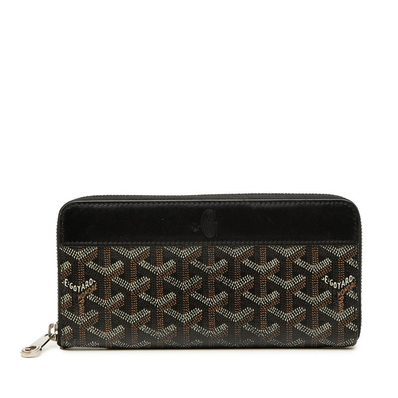 ゴヤール マティニョンGM 長財布 ブラック PVC レザー レディース GOYARD 【中古】