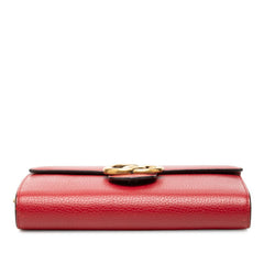 グッチ GGマーモント 斜め掛け チェーンウォレット ショルダーバッグ 401232 レッド レザー レディース GUCCI 中古
