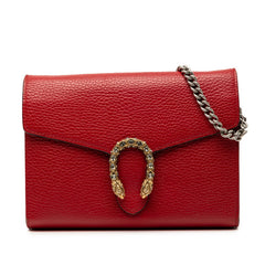 グッチ デュオニュソス チェーン ウォレット ショルダーバッグ 401231 レッド レザー ラインストーン レディース GUCCI 【中古】