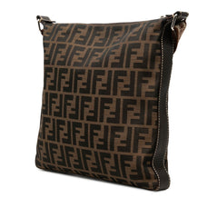 フェンディ ズッカ セレリア 斜め掛け ショルダーバッグ 8BT109 ブラウン キャンバス レザー レディース FENDI 中古