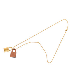 エルメス オーケリーPM チェーン ペンダント ネックレス D刻印 2019 ブラウン ゴールド レザー メッキ レディース HERMES 【中古】