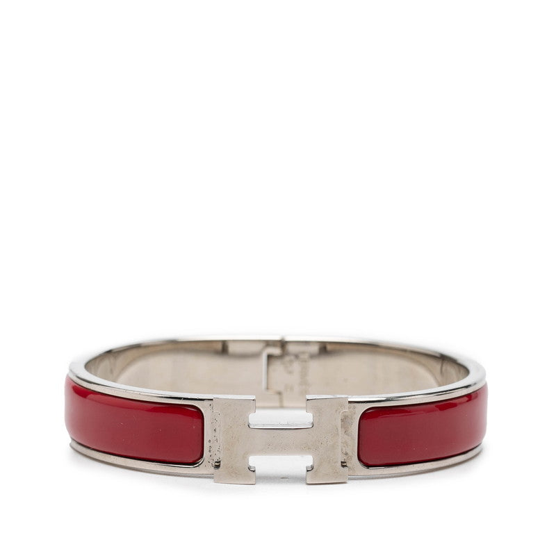 エルメス クリックH PM エナメルブレスレット シルバー レッド メタル レディース HERMES 【中古】