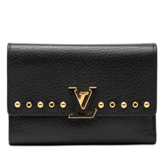 ルイ ヴィトン ポルトフォイユ カプシーヌ コンパクト スタッズ 三つ折り財布 M62765 ブラック レザー レディース LOUIS VUITTON 【中古】