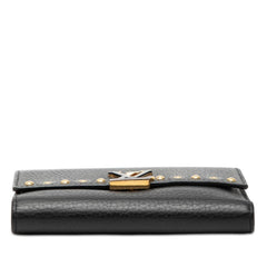 ルイ ヴィトン ポルトフォイユ カプシーヌ コンパクト スタッズ 三つ折り財布 M62765 ブラック レザー レディース LOUIS VUITTON 【中古】