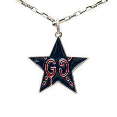 グッチ GG ゴースト スター チェーン ネックレス ペンダント 459367 ブラック シルバー SV925 シルバー レディース GUCCI 中古