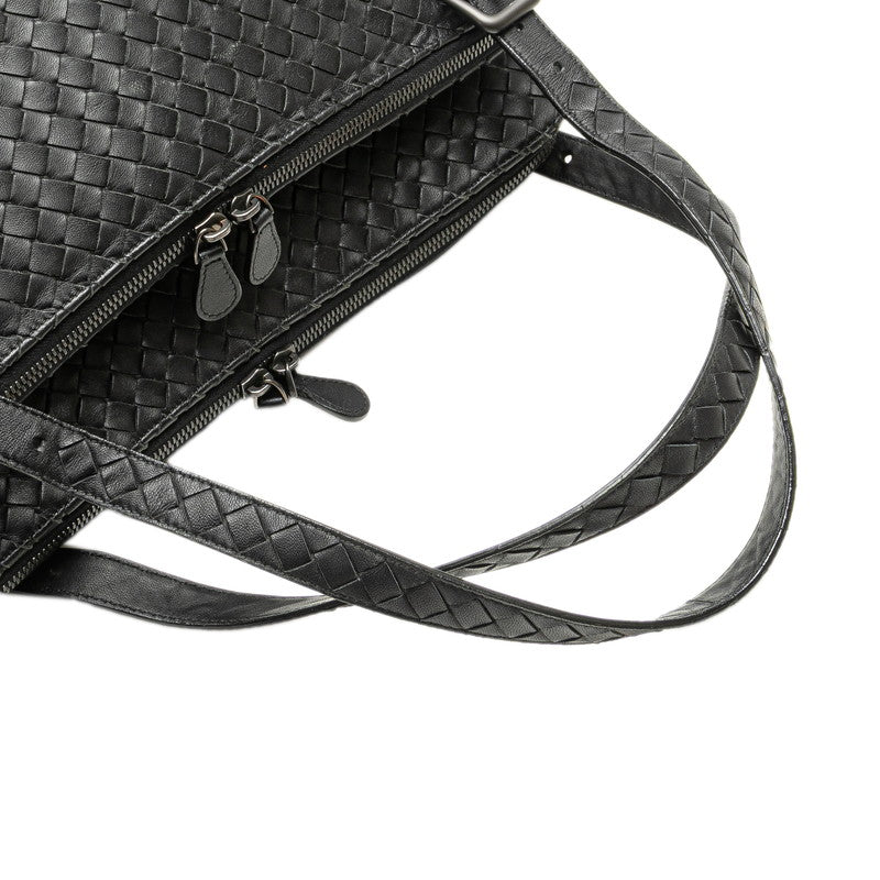 ボッテガヴェネタ イントレチャート ハンドバッグ ビジネスバッグ ブラック レザー メンズ BOTTEGAVENETA 【中古】