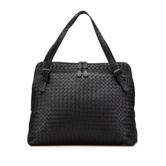 ボッテガヴェネタ イントレチャート ハンドバッグ ビジネスバッグ ブラック レザー メンズ BOTTEGAVENETA 【中古】