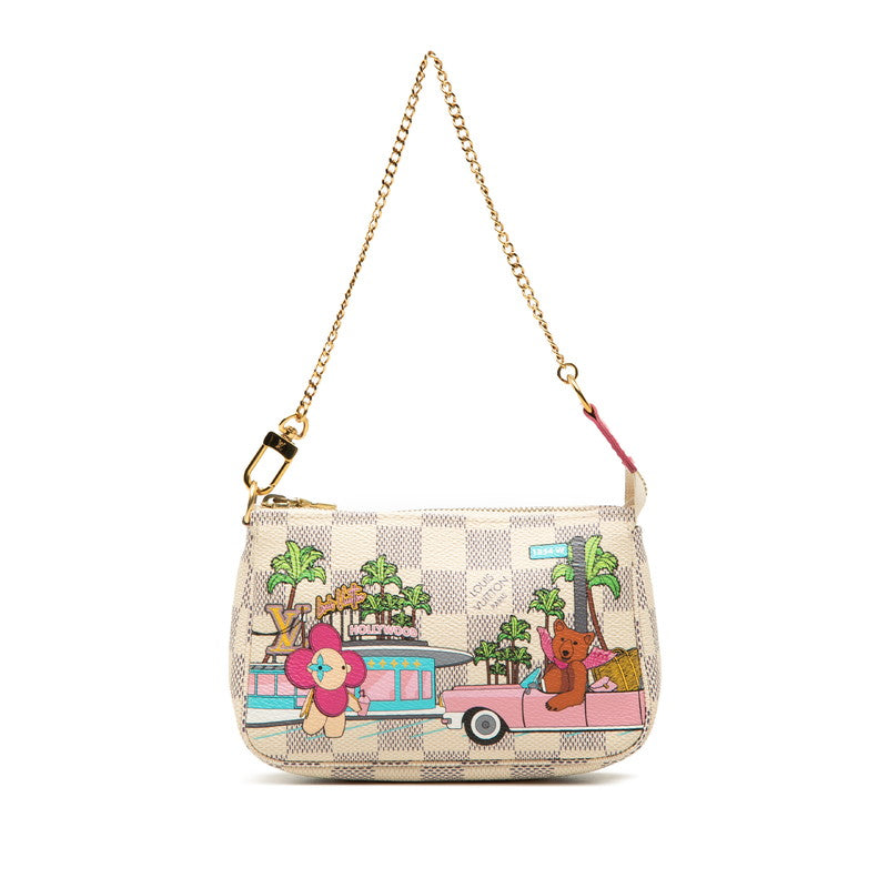 ルイ ヴィトン ダミエ アズール ヴィヴィエンヌ ミニ ポシェット アクセソワール ポーチ ミニハンドバッグ N60487 ホワイト マルチカラー PVC レザー レディース LOUIS VUITTON 【中古】