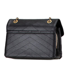 シャネル シェブロン ココマーク チェーン ショルダーバッグ ハンドバッグ ブラック ラムスキン レディース CHANEL 【中古】