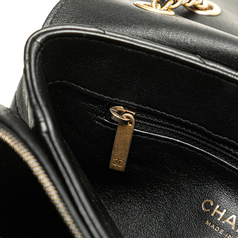 シャネル シェブロン ココマーク チェーン ショルダーバッグ ハンドバッグ ブラック ラムスキン レディース CHANEL 【中古】