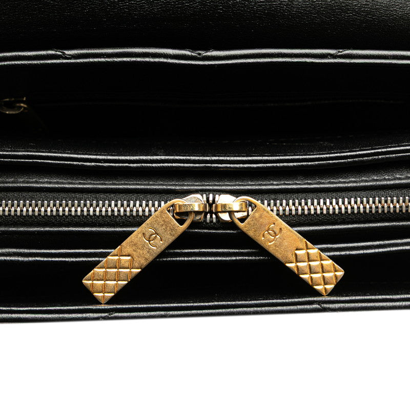 シャネル シェブロン ココマーク チェーン ショルダーバッグ ハンドバッグ ブラック ラムスキン レディース CHANEL 【中古】