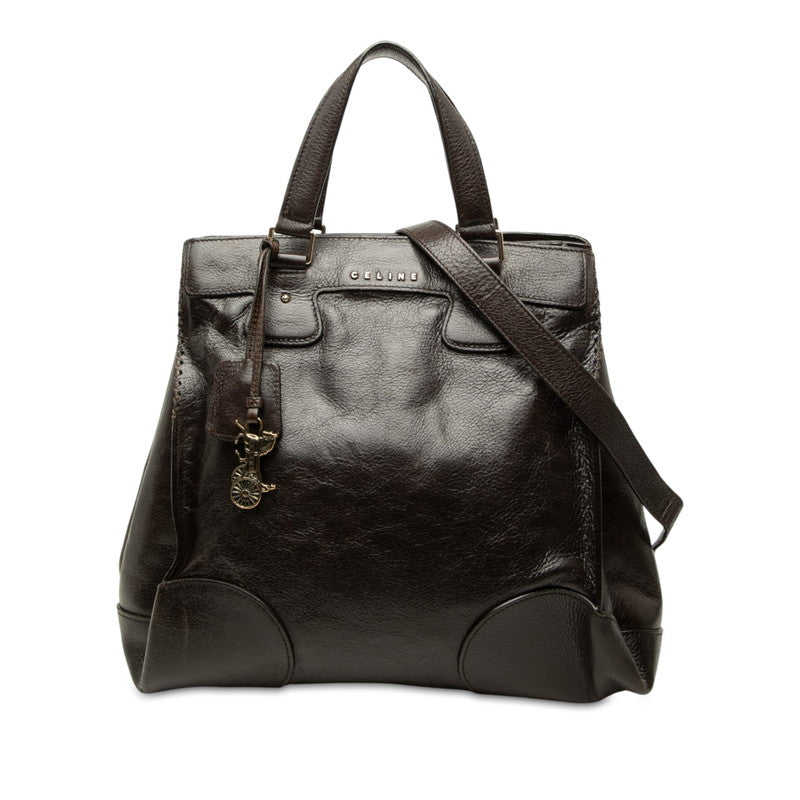 セリーヌ ハンドバッグ ショルダーバッグ 2WAY ブラウン レザー レディース CELINE 中古