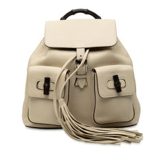 グッチ バンブー リュック バックパック 370833 ホワイト アイボリー レザー レディース GUCCI 【中古】