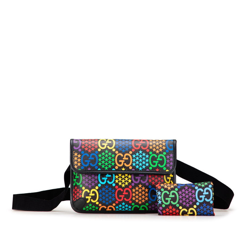 グッチ GGサイケデリック ウエストバッグ ボディバッグ 598113 ブラック マルチカラー PVC レザー レディース GUCCI 【中古】