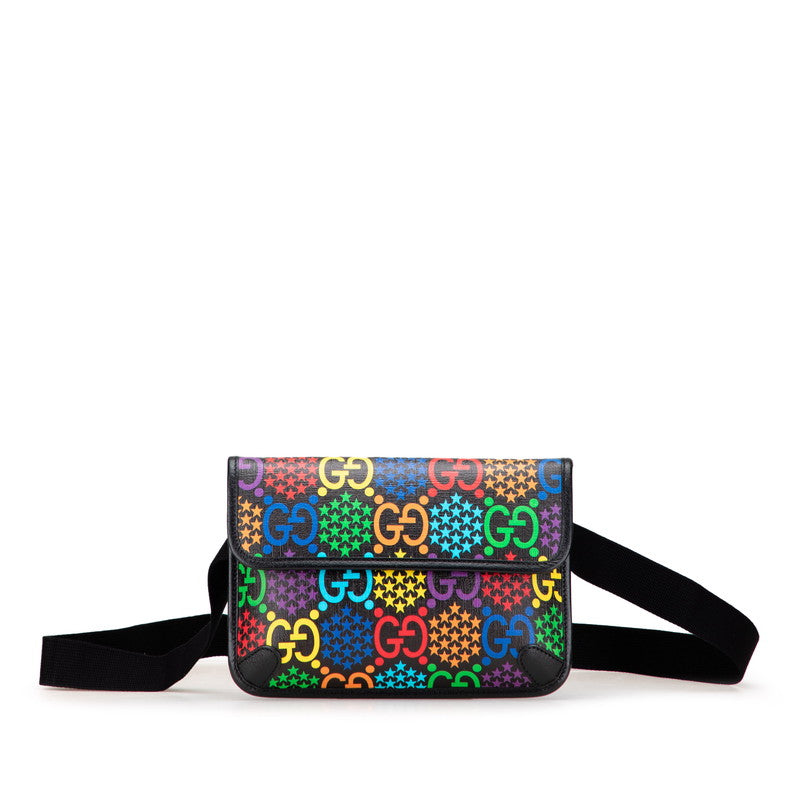 グッチ GGサイケデリック ウエストバッグ ボディバッグ 598113 ブラック マルチカラー PVC レザー レディース GUCCI 【中古】