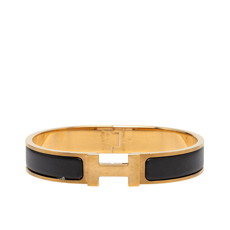 エルメス クリックH PM ブレスレット ゴールド ブラック メッキ レディース HERMES 【中古】