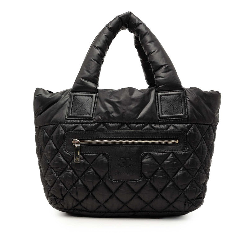 シャネル コココクーン ココマーク ハンドバッグ ブラック ナイロン レザー レディース CHANEL 中古