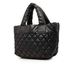 シャネル コココクーン ココマーク ハンドバッグ ブラック ナイロン レザー レディース CHANEL 中古