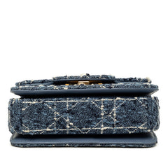 ディオール カナージュ ジョリー ミニ トップハンドル ハンドバッグ ショルダーバッグ 2WAY ブルー ツイード レザー レディース Dior 【中古】