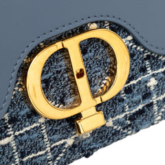 ディオール カナージュ ジョリー ミニ トップハンドル ハンドバッグ ショルダーバッグ 2WAY ブルー ツイード レザー レディース Dior 【中古】