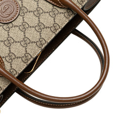 グッチ GGスプリーム ハンドバッグ ショルダーバッグ 2WAY 659998 ベージュ ブラウン PVC レザー レディース GUCCI 【中古】