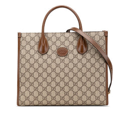 グッチ GGスプリーム ハンドバッグ ショルダーバッグ 2WAY 659998 ベージュ ブラウン PVC レザー レディース GUCCI 【中古】