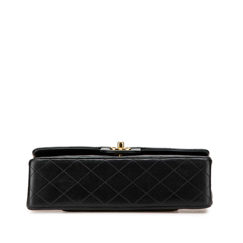 シャネル マトラッセ25 ココマーク ダブルフラップ ショルダーバッグ ブラック ラムスキン レディース CHANEL 【中古】