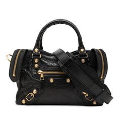 バレンシアガ ジャイアント ミニシティ ハンドバッグ ショルダーバッグ 2WAY 309544 ブラック レザー レディース BALENCIAGA 【中古】