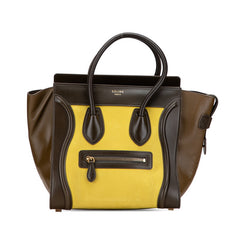 セリーヌ ラゲージ マイクロショッパー ハンドバッグ トートバッグ カーキグリーン グリーン レザー レディース CELINE 【中古】