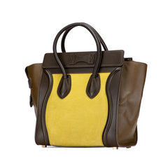セリーヌ ラゲージ マイクロショッパー ハンドバッグ トートバッグ カーキグリーン グリーン レザー レディース CELINE 【中古】