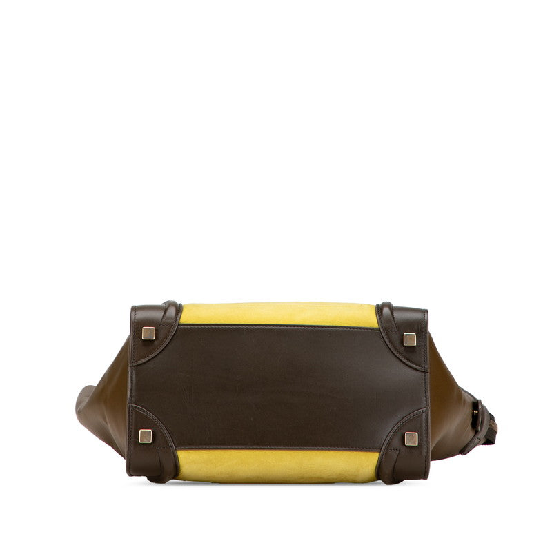 セリーヌ ラゲージ マイクロショッパー ハンドバッグ トートバッグ カーキグリーン グリーン レザー レディース CELINE 【中古】