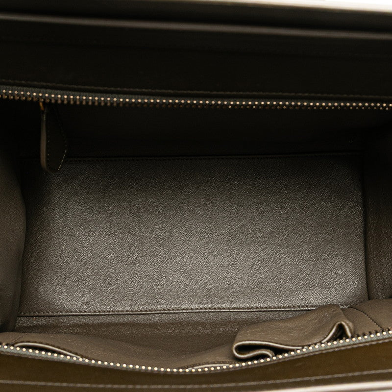 セリーヌ ラゲージ マイクロショッパー ハンドバッグ トートバッグ カーキグリーン グリーン レザー レディース CELINE 【中古】