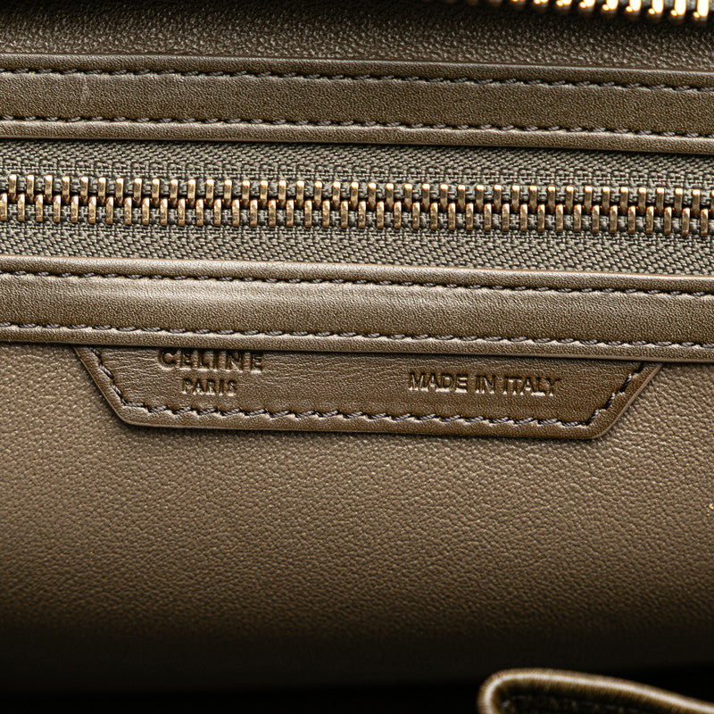 セリーヌ ラゲージ マイクロショッパー ハンドバッグ トートバッグ カーキグリーン グリーン レザー レディース CELINE 【中古】