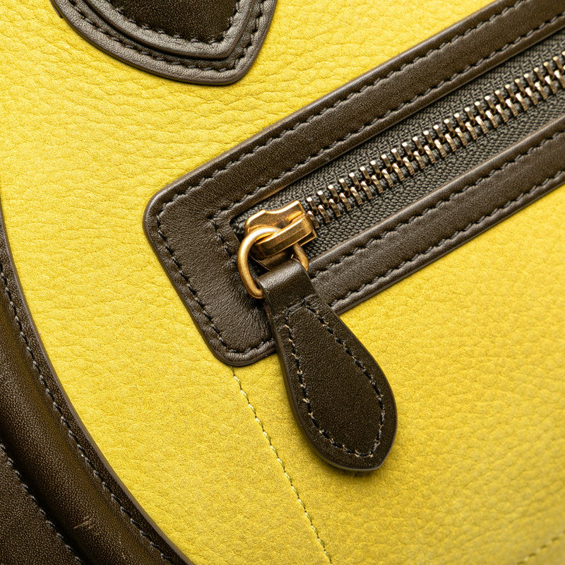 セリーヌ ラゲージ マイクロショッパー ハンドバッグ トートバッグ カーキグリーン グリーン レザー レディース CELINE 【中古】
