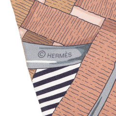 エルメス ツイリー Mors a jouets chemise 馬術 シュミーズ スカーフ ブラウン ピンク シルク レディース HERMES 【中古】