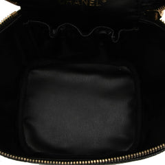 シャネル ココマーク ヴァニティバッグ ハンドバッグ ブラック ゴールド金具 キャビアスキン レディース CHANEL 中古
