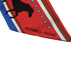 エルメス ツイリー SEQUENCES セカンス 馬 ホース モチーフ スカーフ レッド マルチカラー シルク レディース HERMES 【中古】