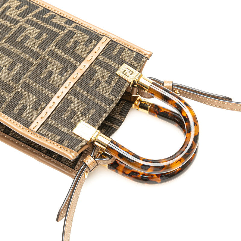フェンディ ズッカ ショルダーバッグ ハンドバッグ 2WAY 8BS051 ブラウン キャンバス レザー レディース FENDI 【中古】