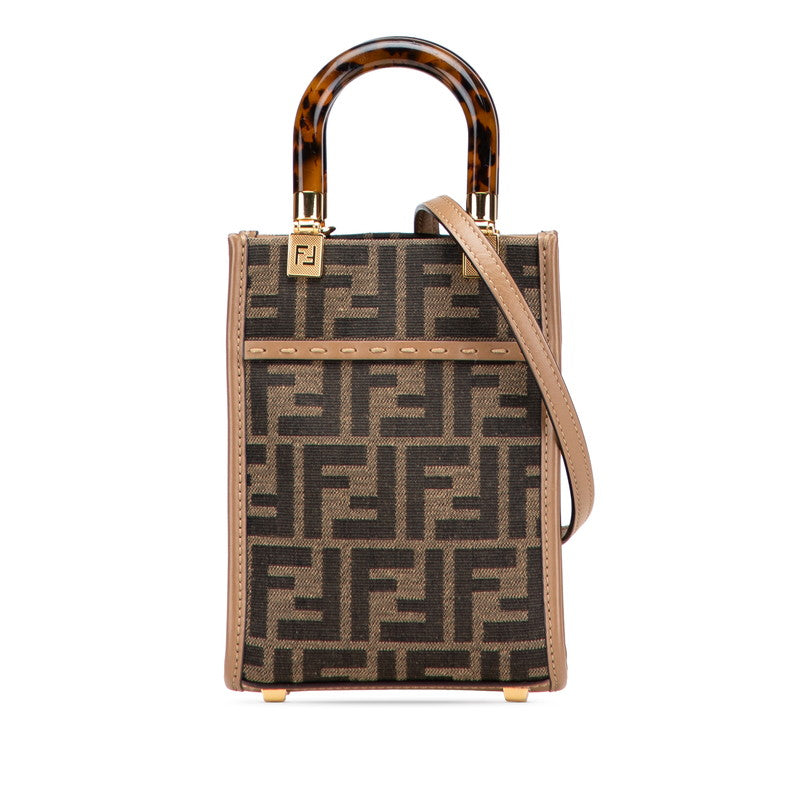 フェンディ ズッカ ショルダーバッグ ハンドバッグ 2WAY 8BS051 ブラウン キャンバス レザー レディース FENDI 【中古】