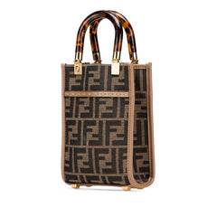 フェンディ ズッカ ショルダーバッグ ハンドバッグ 2WAY 8BS051 ブラウン キャンバス レザー レディース FENDI 【中古】
