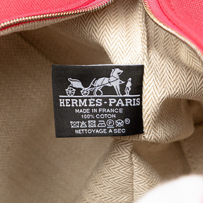 エルメス ブリッドアブラックGM ハンドバッグ ハイビスカス ピンク系 キャンバス レディース HERMES 【中古】