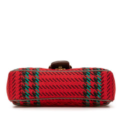 グッチ GGマーモント キルティング スモール チェーンショルダーバッグ 443497 レッド ブラウン グリーン レザー ウール レディース GUCCI 【中古】