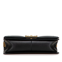 シャネル ボーイシャネル シェブロン Vステッチ チェーン ショルダーバッグ ブラック レザー レディース CHANEL 【中古】
