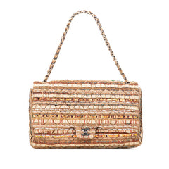 シャネル マトラッセ ココマーク チェーン ショルダーバッグ ベージュ マルチカラー ツイード レザー レディース CHANEL 【中古】